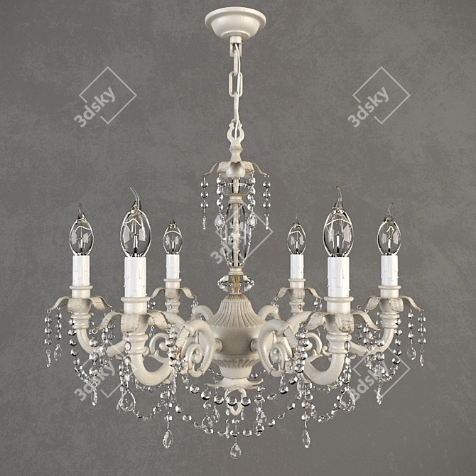 Opulent Brocade 6-arm Chandelier 3D model image 1