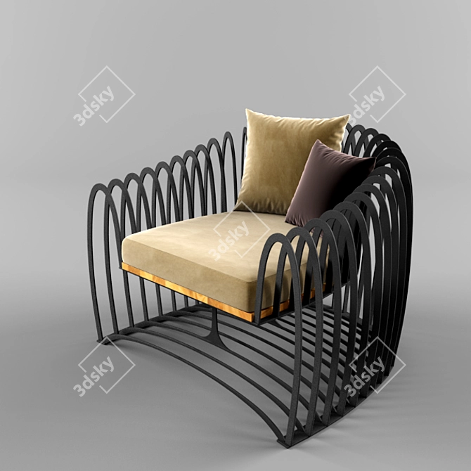 Elegant Wave Armchair 3D model image 1