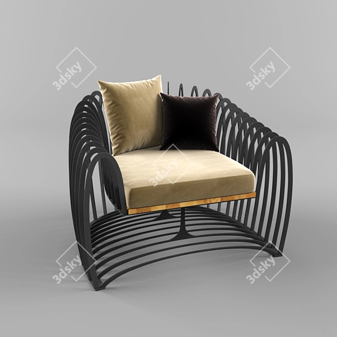 Elegant Wave Armchair 3D model image 2