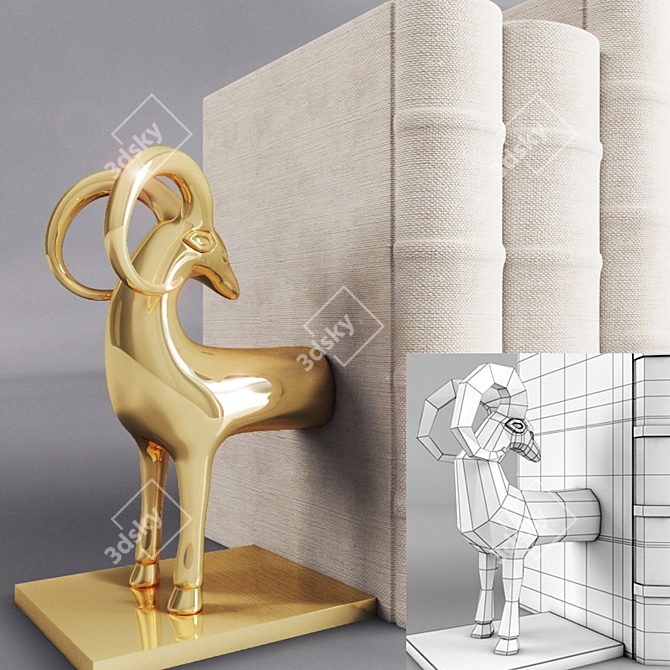 Global Views Set: Gazelle Bookends, Ribbed Decanters 3D model image 2