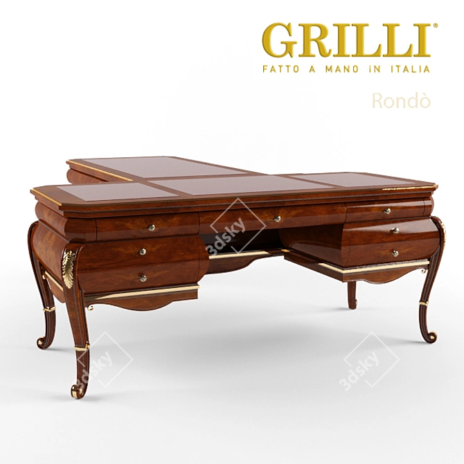 Grilli Rondo Desk Extension: Stylish and Space-Saving 3D model image 1