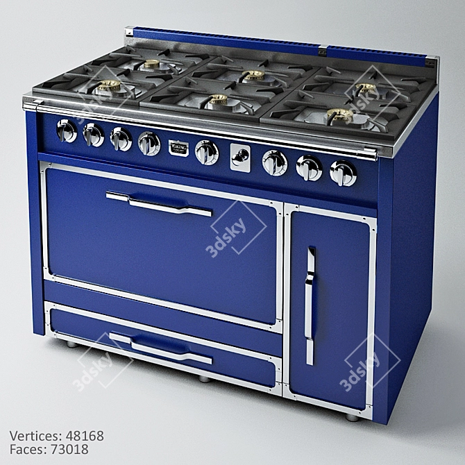Viking Tuscany 48" Gas Range: Blue, Silver, Black 3D model image 1