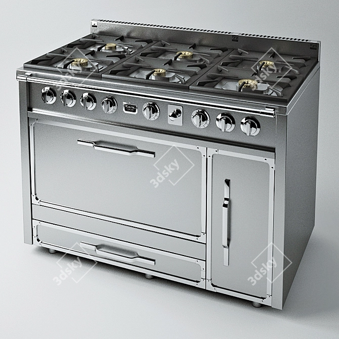 Viking Tuscany 48" Gas Range: Blue, Silver, Black 3D model image 2