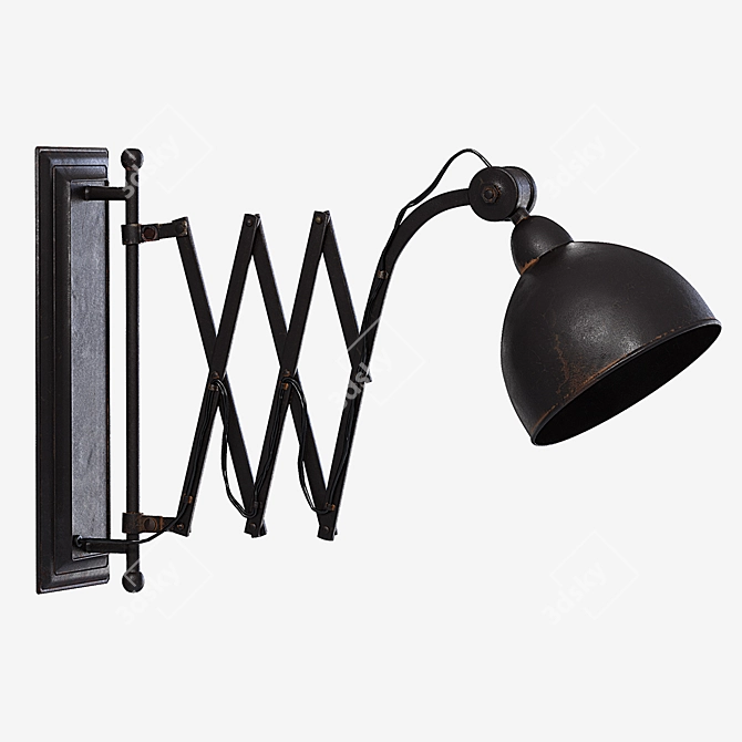 Vintage Brown Metal Wall Lamp 3D model image 1
