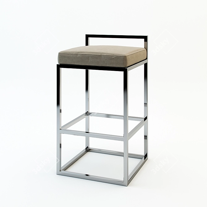 Modern Steel Bar Stool 3D model image 1