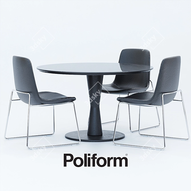 Poliform Ventura Flute: Stylish Tables and Chairs 3D model image 1