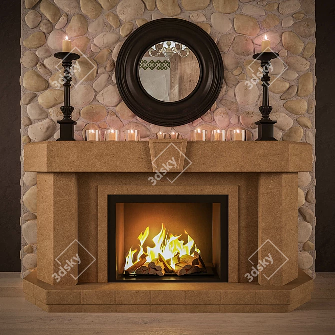 Cozy Firepit: The Perfect Fireplace 3D model image 1