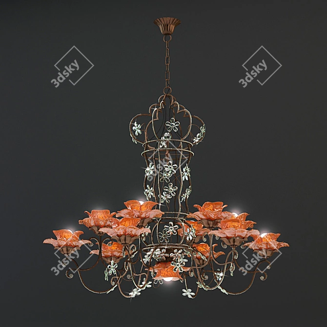 Elegant Italian Mechini Chandelier 3D model image 1