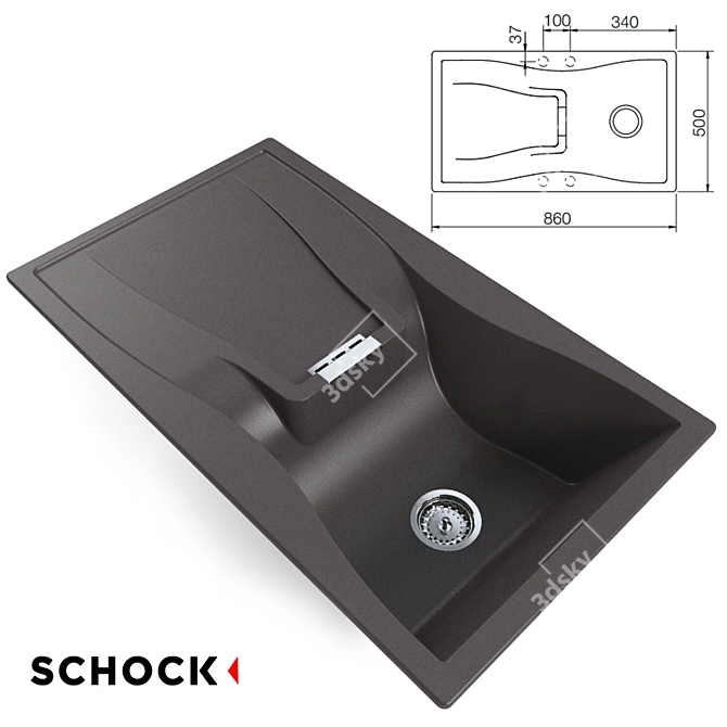 Schock Waterfall 45D: Sleek Cristadur Sink 3D model image 1