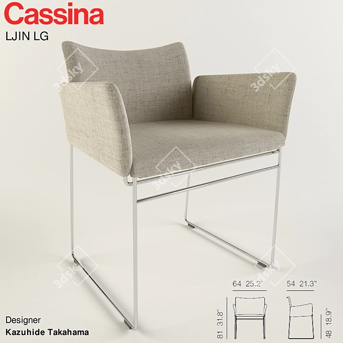 Sleek LJIN Chair by Cassina 3D model image 1