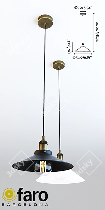 Sleek Marlin Pendant Light 3D model image 2