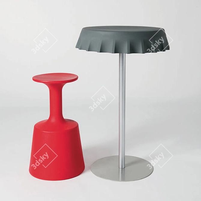 Sleek SlideDesign Drink Stool 3D model image 2