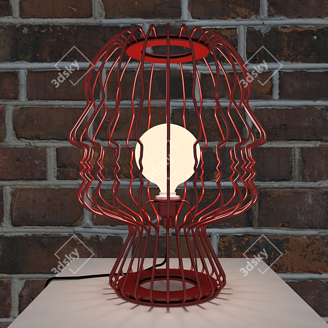 Blesslight Table Lamp Head - Red Metal 3D model image 1