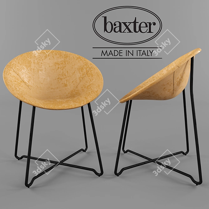 Baxter Askia Chair: Elegant Metal & Leather Seating 3D model image 1