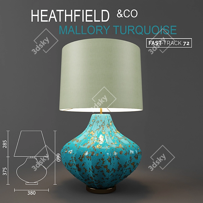 HEATHFIELD & Co Mallory Turquoise Table Lamp 3D model image 1