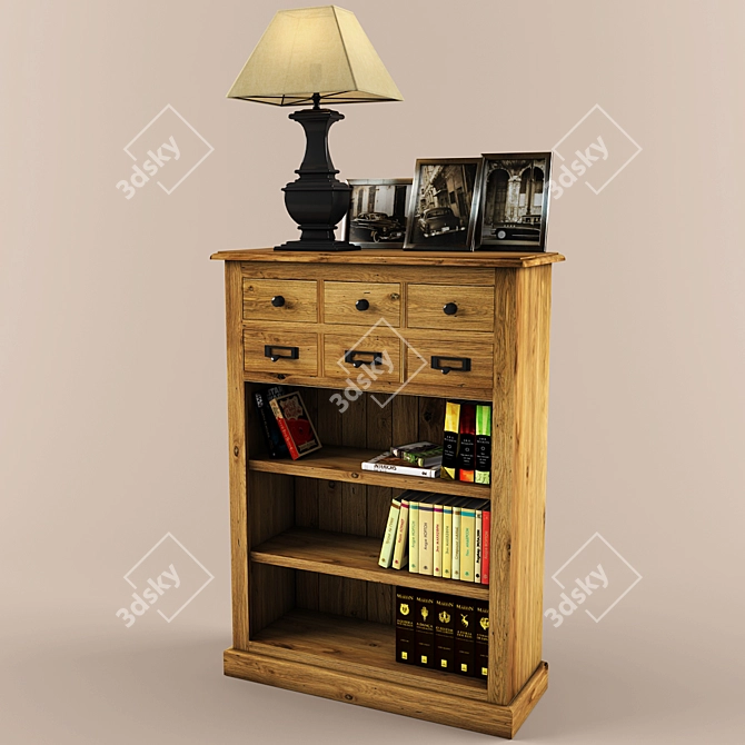 Title: Antic Line Dresser and Lamp Set 3D model image 1