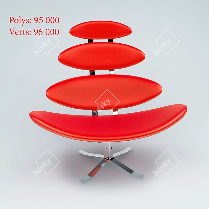 Crown Red Fabric Metal Chair 3D model image 1