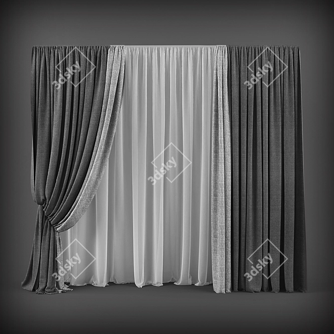 Modern Style Curtains 3D model image 1