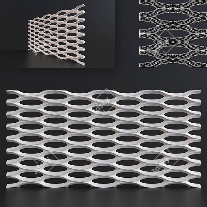 Wave Panel: Stylish Interior Partition 3D model image 1