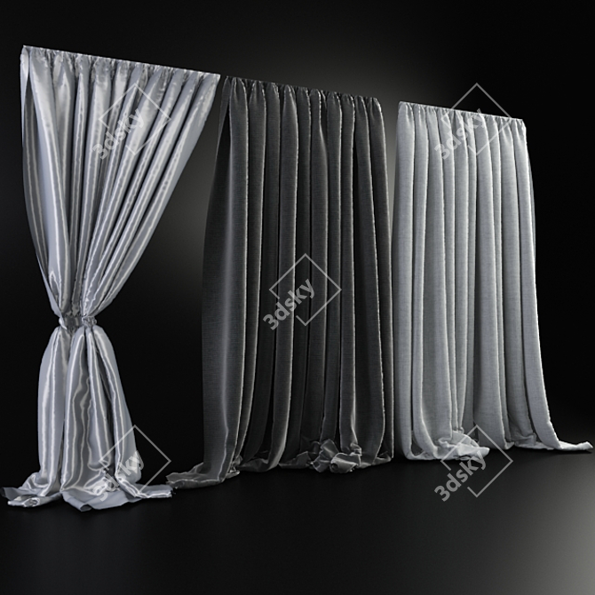 Elegant Drapes for Stylish Homes 3D model image 1