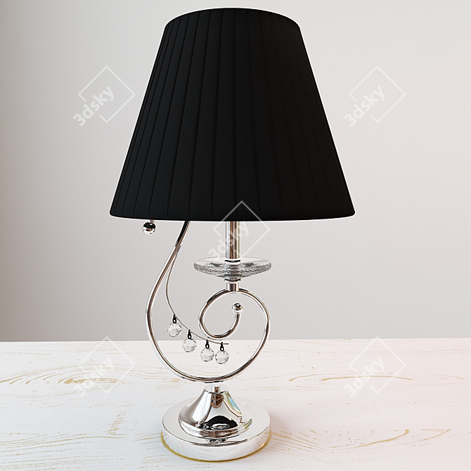 Triangular Chrome and Black Table Lamp 3D model image 1