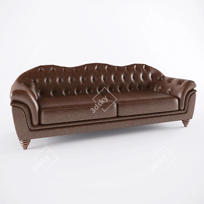 Sleek Leather Sofas 3D model image 2