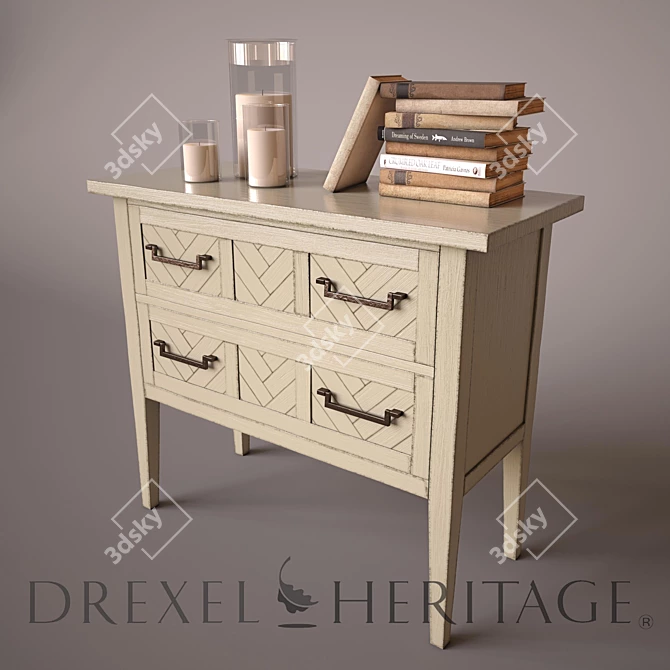 Rustic Herringbone Night Stand 3D model image 1