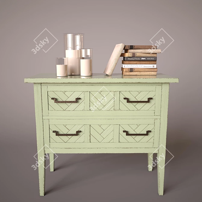 Rustic Herringbone Night Stand 3D model image 2