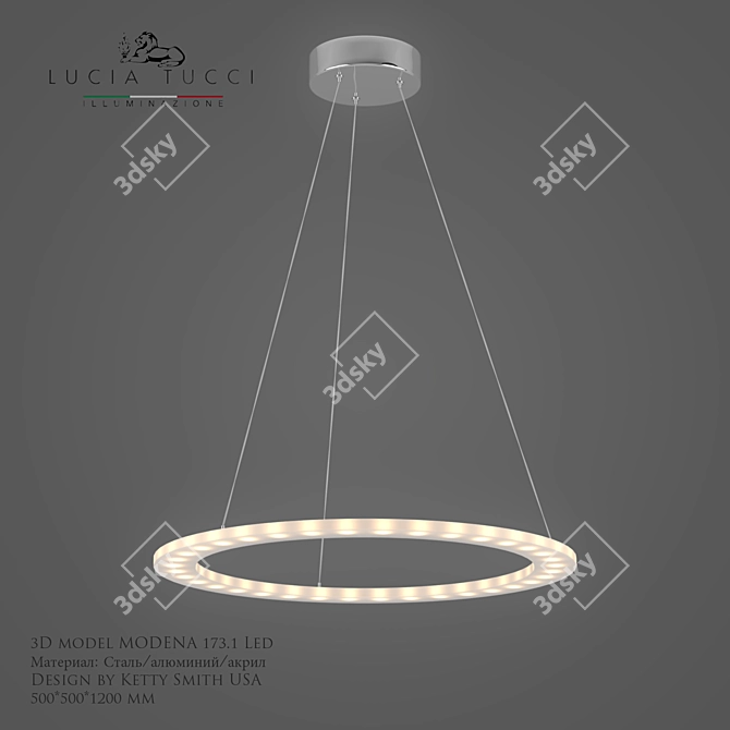 Sleek Led Chandelier: MODENA 173.1 3D model image 1