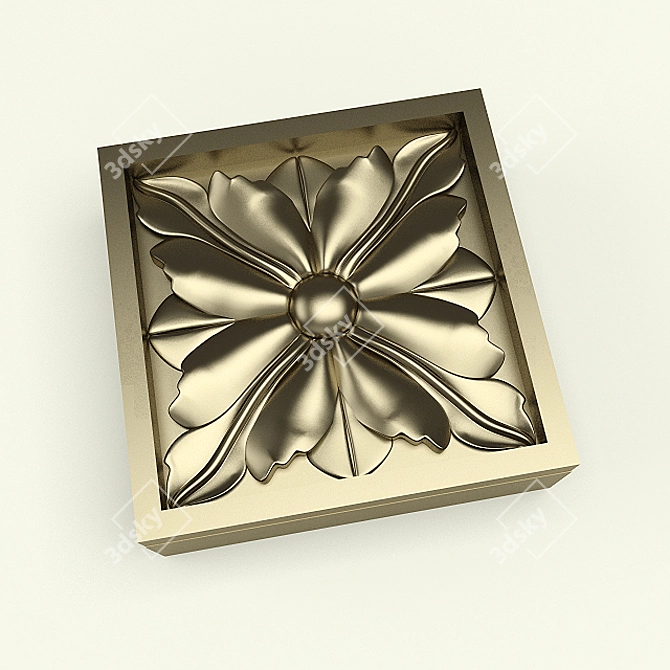 Elegant Square Stucco Socket 3D model image 1