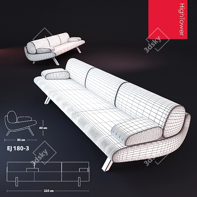 Sleek Induplo Lowback Chair 3D model image 2