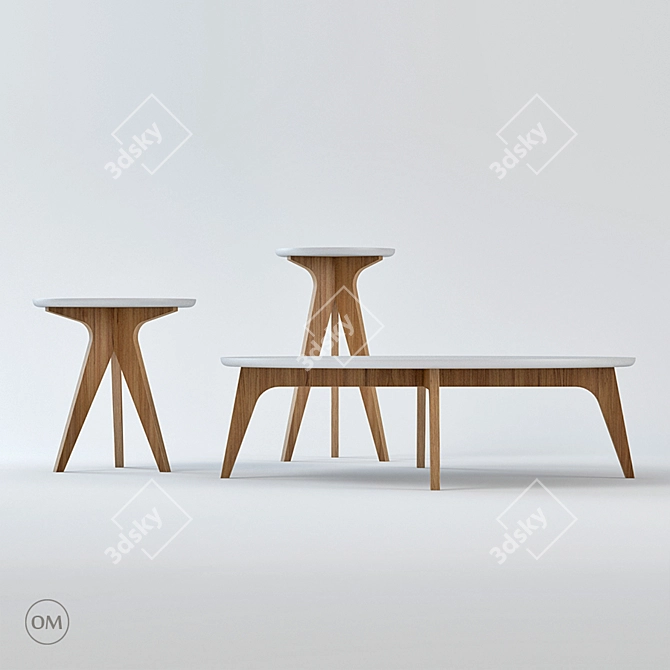 Stylish Oak Coffee Table 3D model image 1