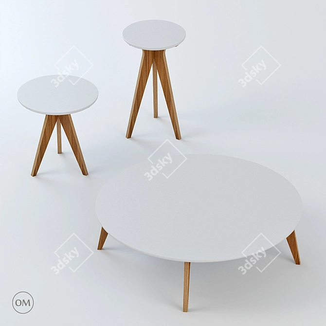 Stylish Oak Coffee Table 3D model image 2