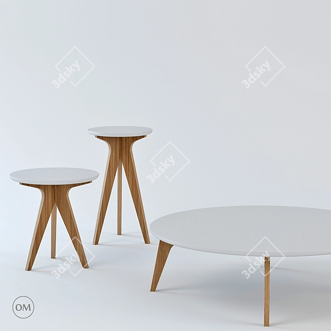 Stylish Oak Coffee Table 3D model image 3