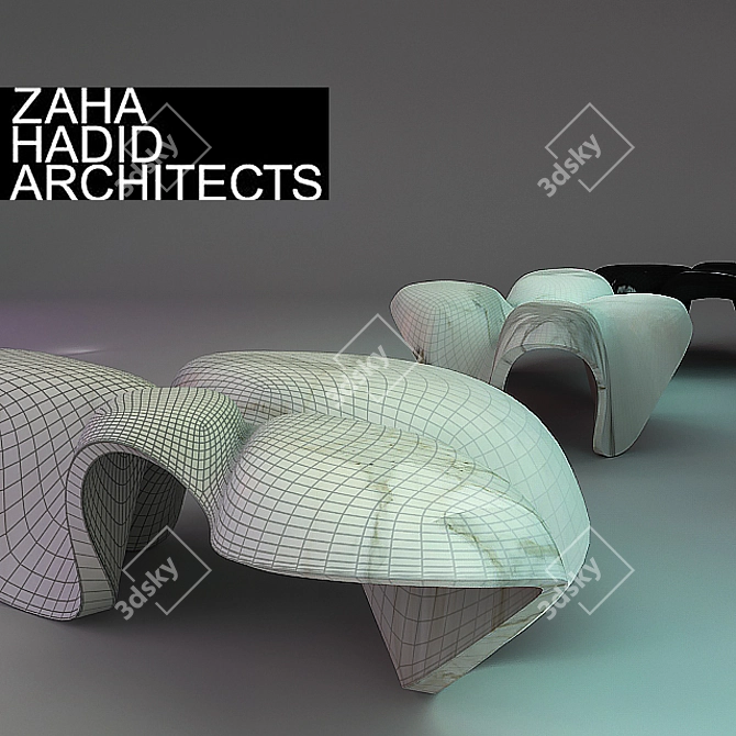 Zaha Hadid Marble Tables: Mercuric Elegance 3D model image 2