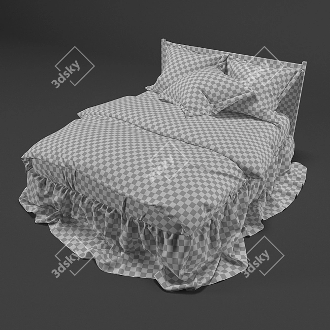 Ruffled Canopy Bed 3D model image 2