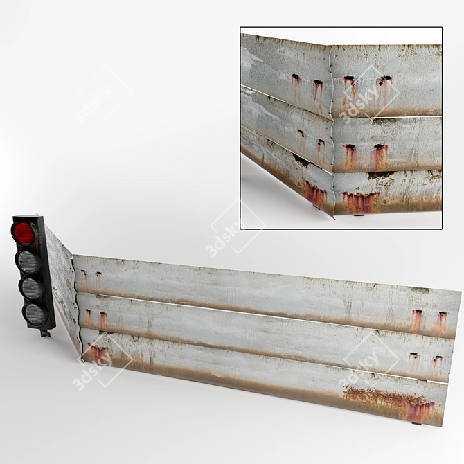 Race Track Barrier & Traffic Lights 3D model image 3