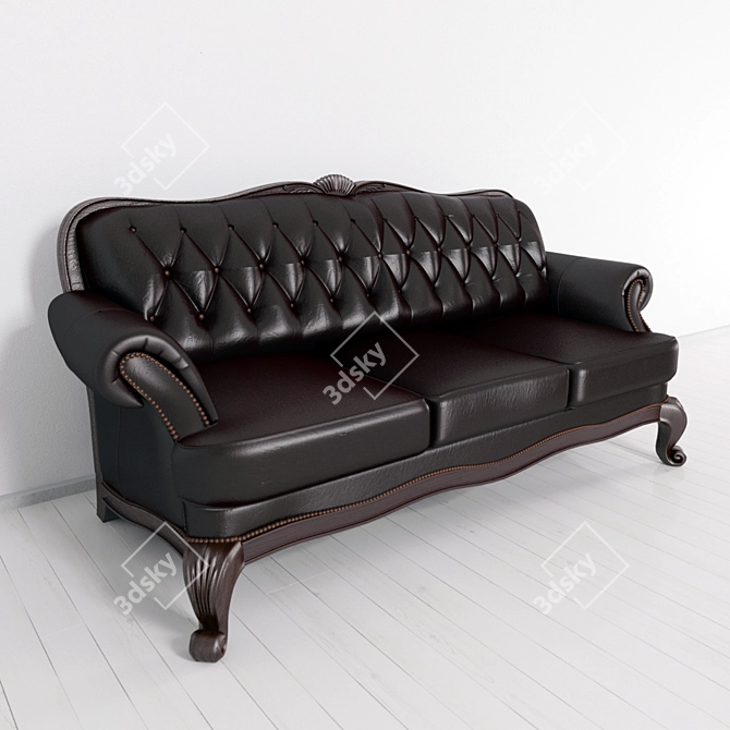 Elegant Leather Sofa: Classic Comfort 3D model image 1