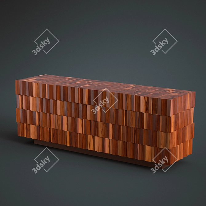 Sleek Washboard Media Cabinet 3D model image 1