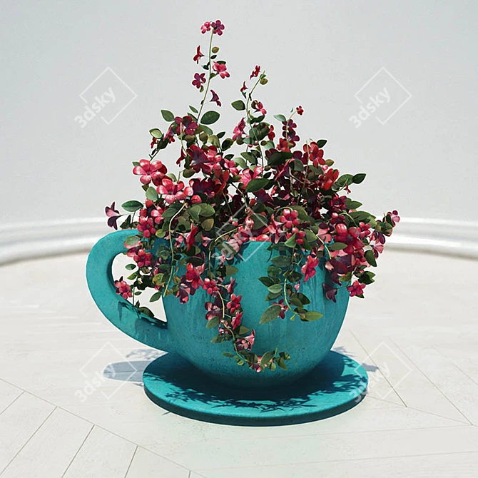 Blooming Beauties: Vase & Cup Flower Pots 3D model image 2