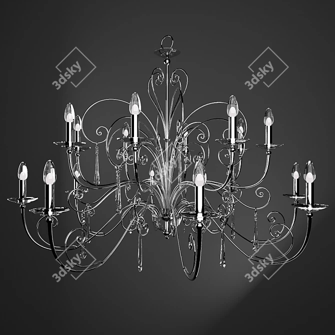 Italian Masca Damasco Argento Chandelier 3D model image 2
