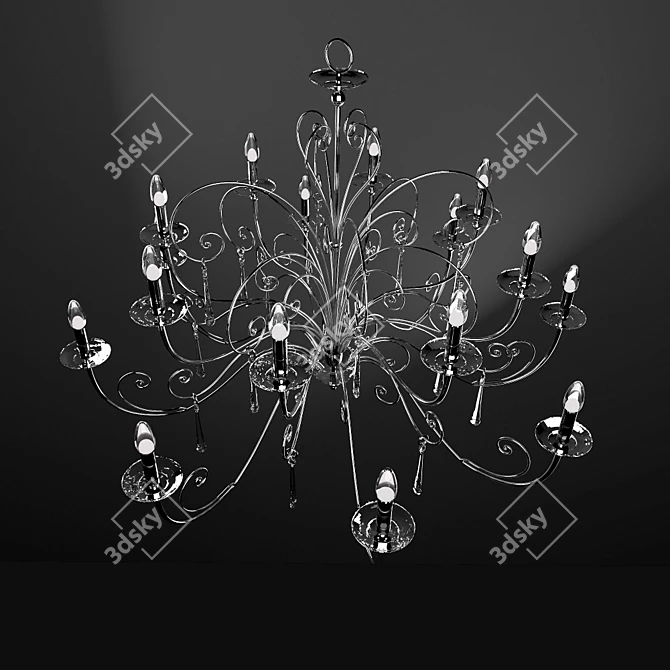 Italian Masca Damasco Argento Chandelier 3D model image 3