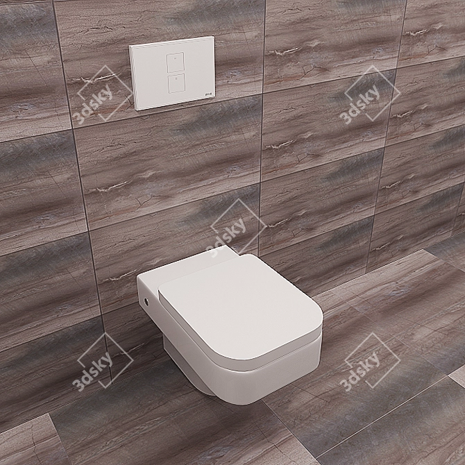 Luxury Hanging Toilet Set 3D model image 2