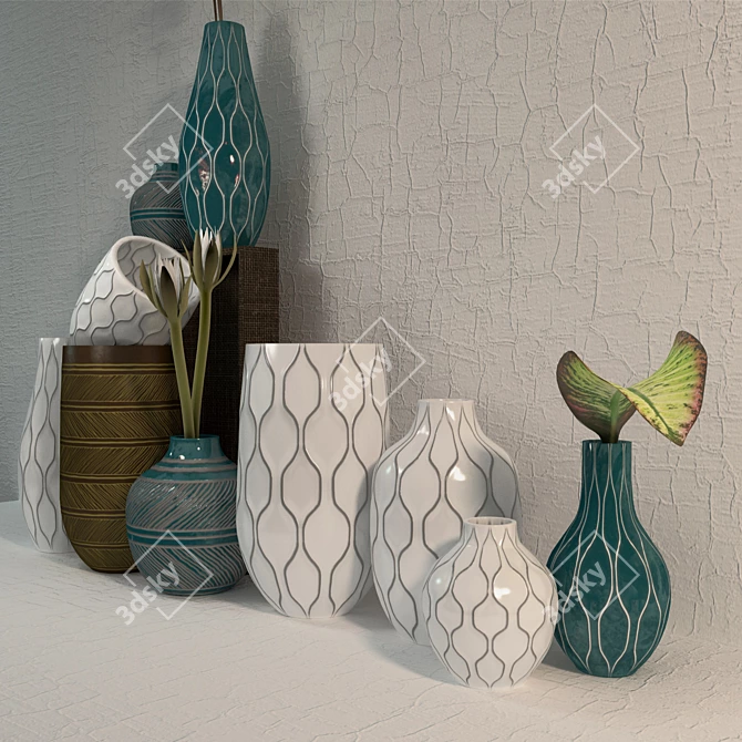 Honeycomb Linework Vases 3D model image 2