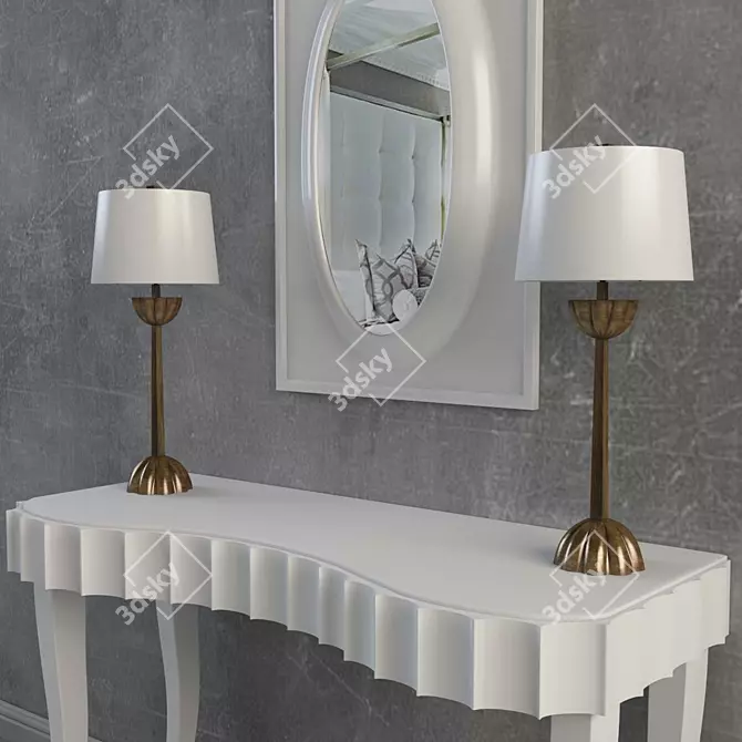 Glowing Reflection: Dressing Table Set 3D model image 2