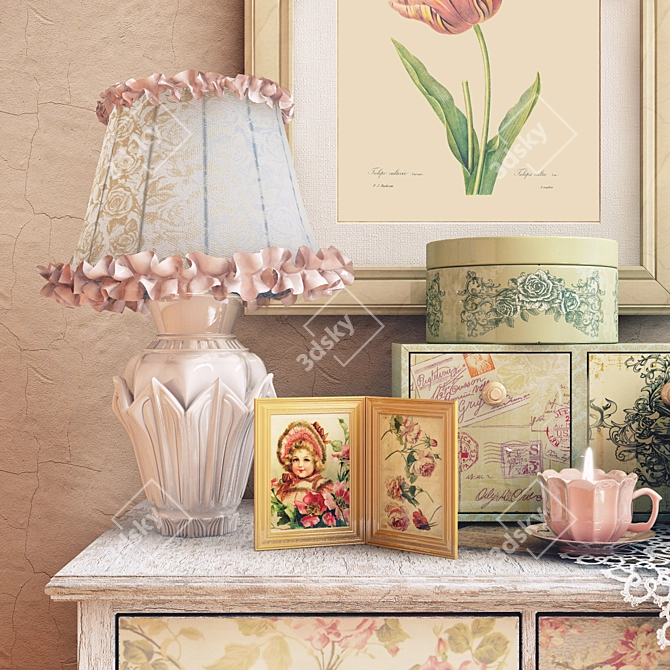 Vintage Wooden Chest of Drawers 3D model image 2
