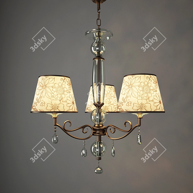Elegant Odeon Chandelier with Crystals 3D model image 1