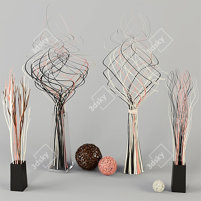 Natural Decorative Twigs Set 3D model image 1