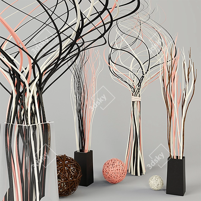 Natural Decorative Twigs Set 3D model image 2