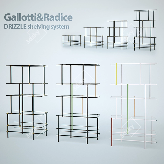 Elegant Drizzle Shelving System 3D model image 1